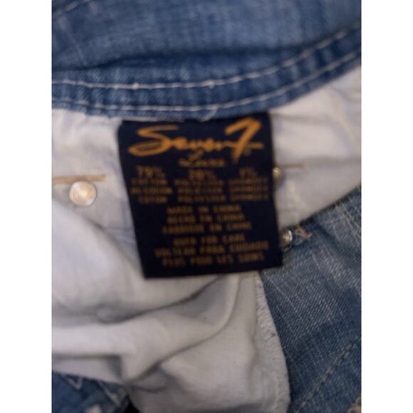 Seven7 Luxe Jeans Womens 16 Blue Bootcut Mid Rise Embroidered Pockets Denim - Picture 3 of 8